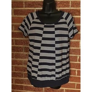Liz Claiborne Blue White Stripe Shirt Small